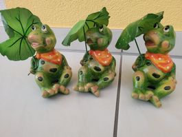 3 Stück Gartenfrösche ca. 13x8cm