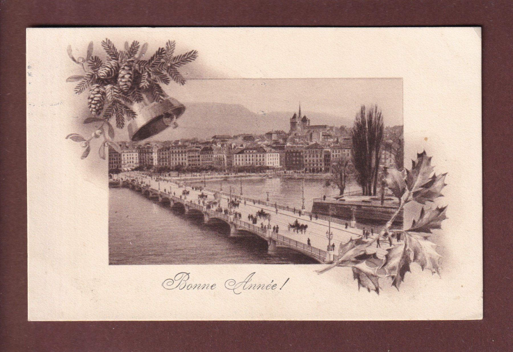 Cartoline postali: GENEVE - Bonne Année - 1915 – Usato da Pully venduto da nicecards