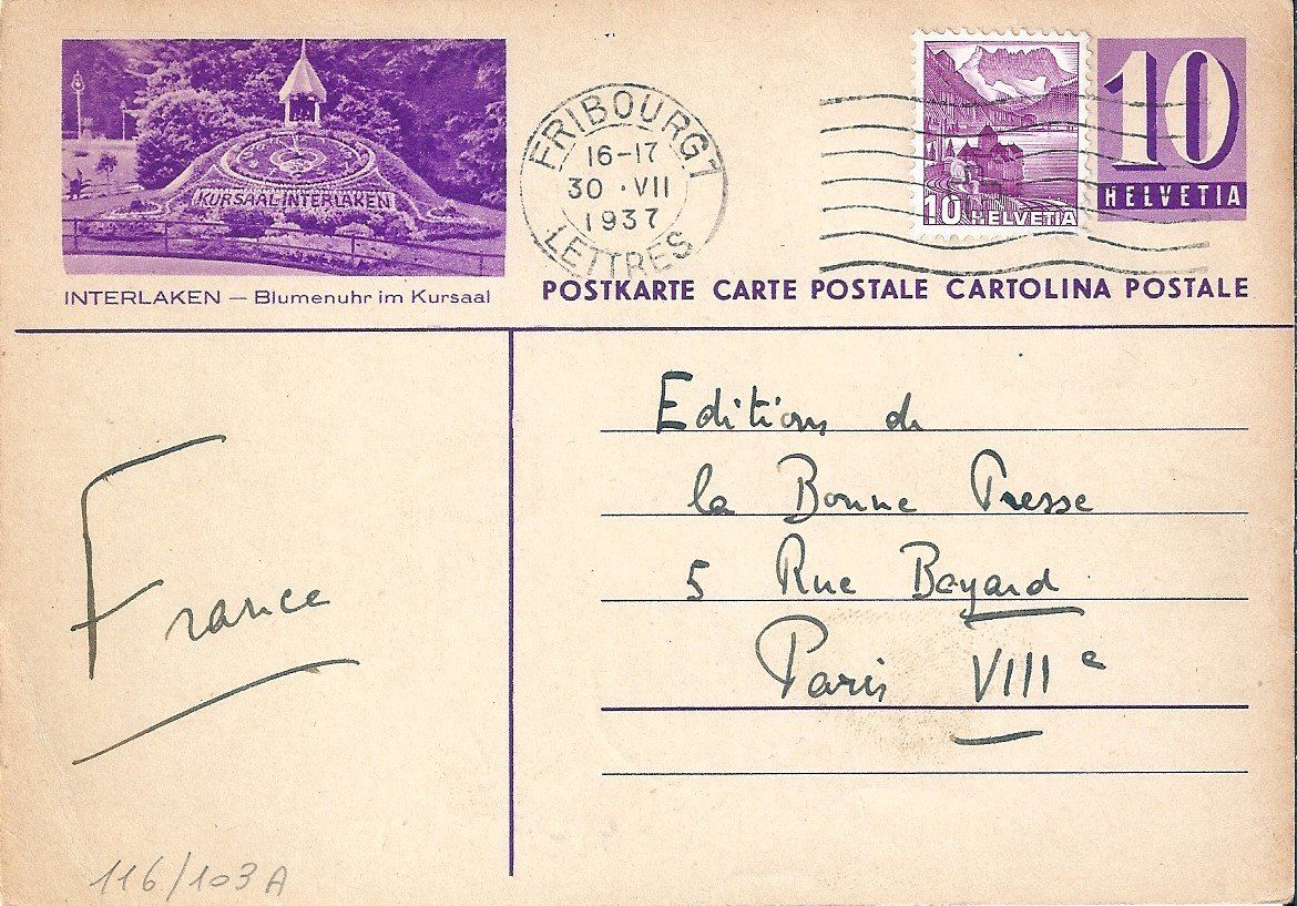 Tutti i francobolli: Carte postale [INTERLAKEN] – Usato da Belmont-Lausanne venduto da ZarRomanoff