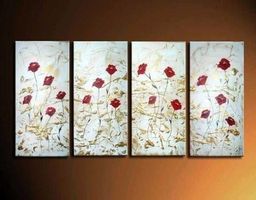 X424 Acrylgemälde 4 tlg. Handbemalt