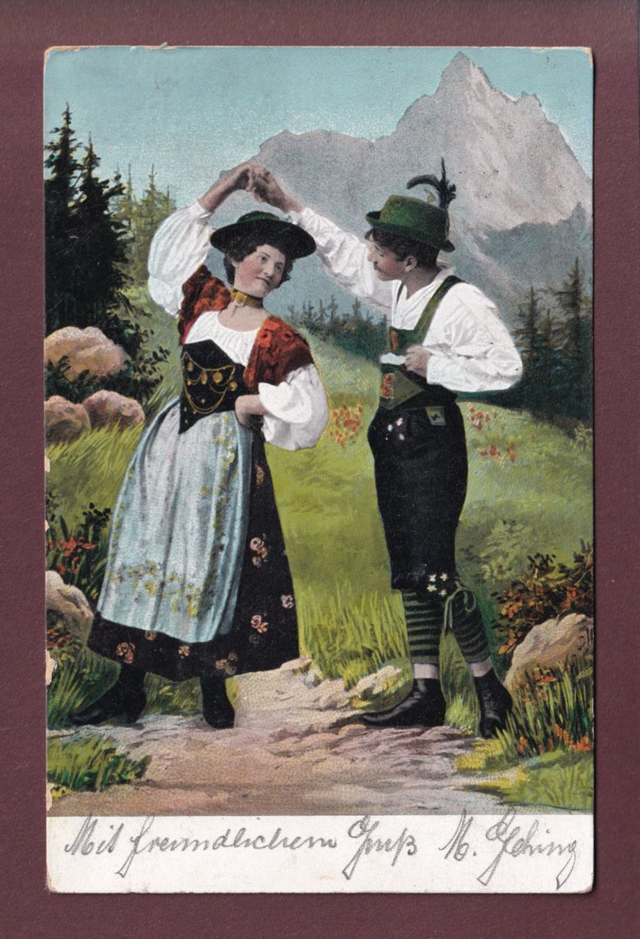 Cartoline postali: Schweizer TRACHTEN - 1904 – Usato da Pully venduto da nicecards