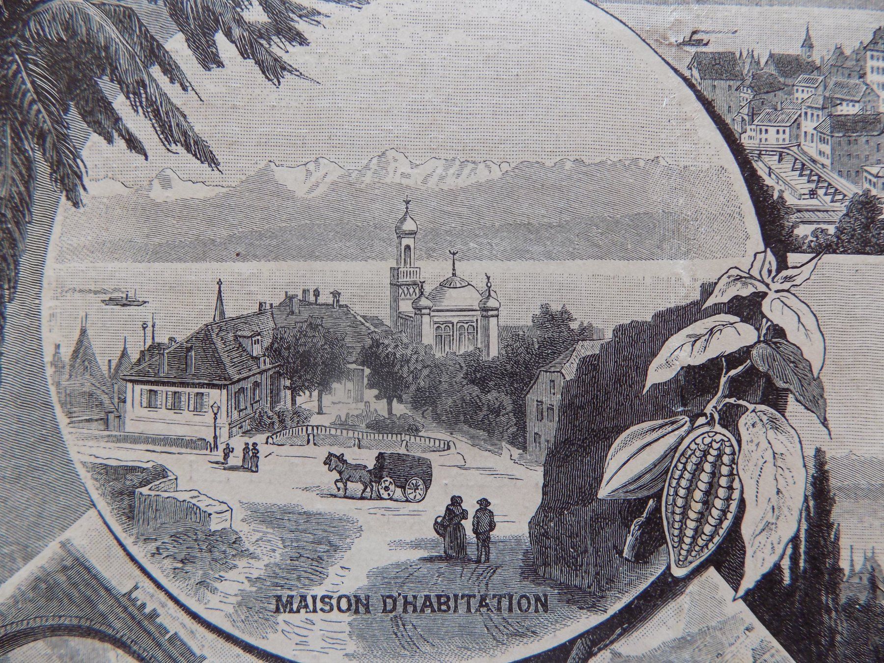 Gravures: Neuchatel Ansicht der Chocolade-Fabrik – D'occasion à Risch par Antikfee 5