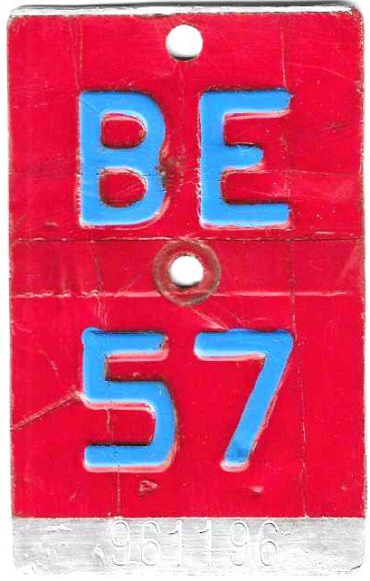 Insegne: Velonummer Bern 1957 BE 57 – Usato da Bülach venduto da anska