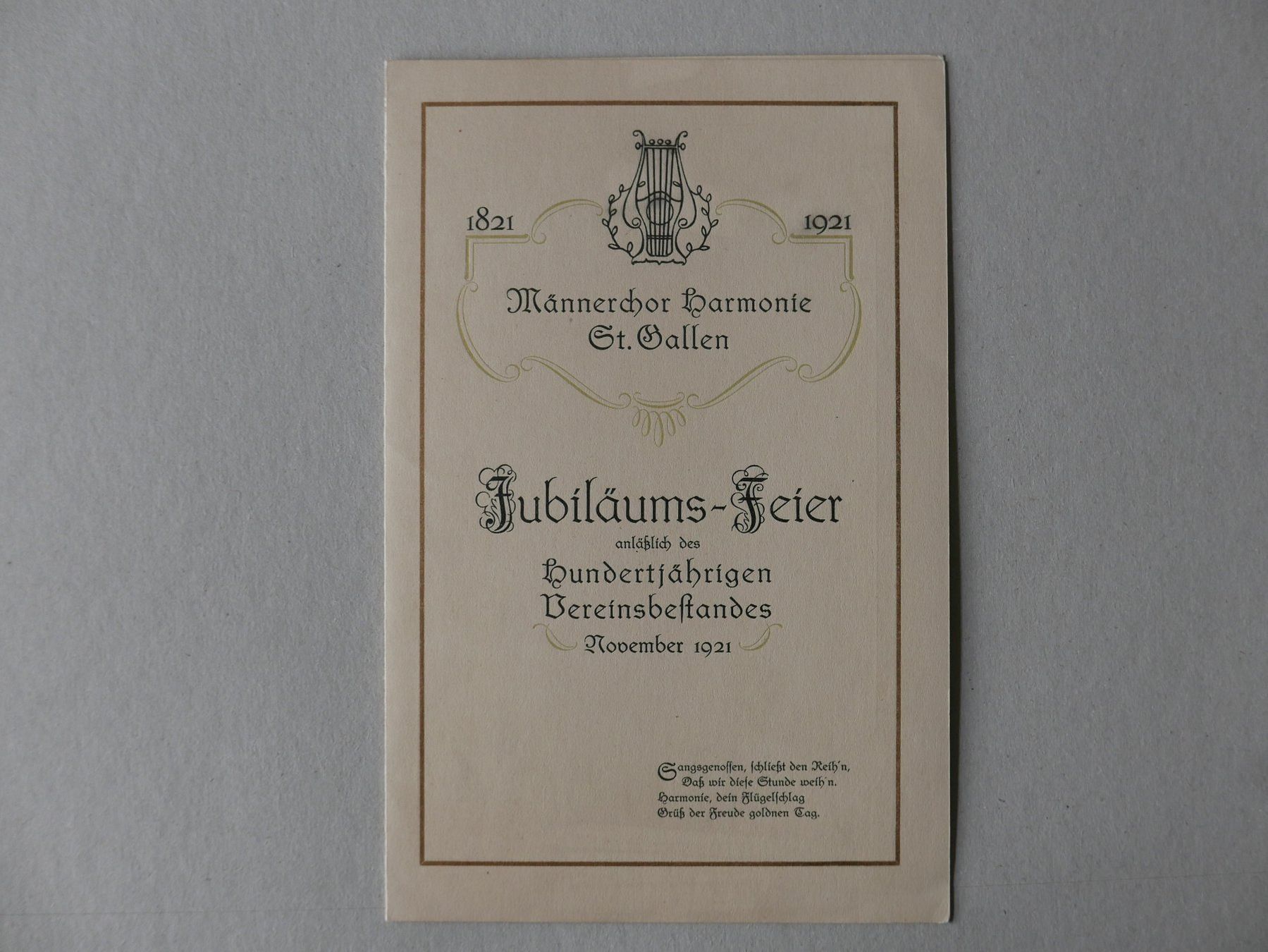 Documents: MÄNNERCHOR HARMONIE ST. GALLEN 1921 PROGRAMM – D'occasion à Balgach par Zwischenraum 6