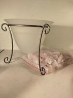 Beleuchtete Rosenquarzbrocken Glasschale.(em2)