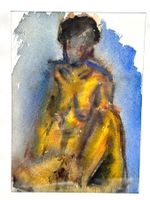 Aquarelle sur papier Nude signée par l'artiste