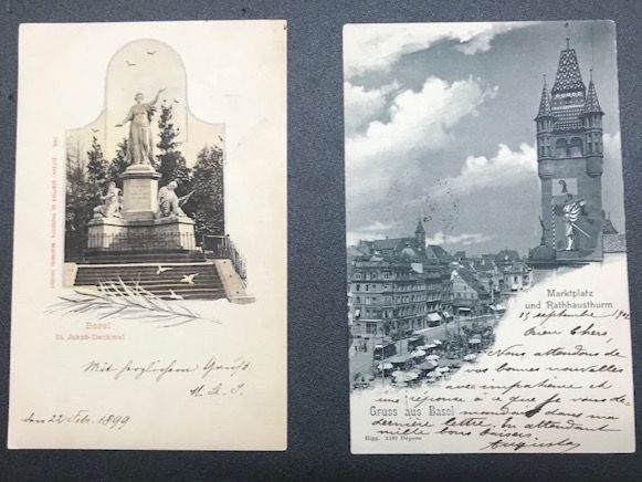 Cartoline postali: 2 alte Postkarten von Basel, beschriftet – Usato da Basel venduto da romaz61