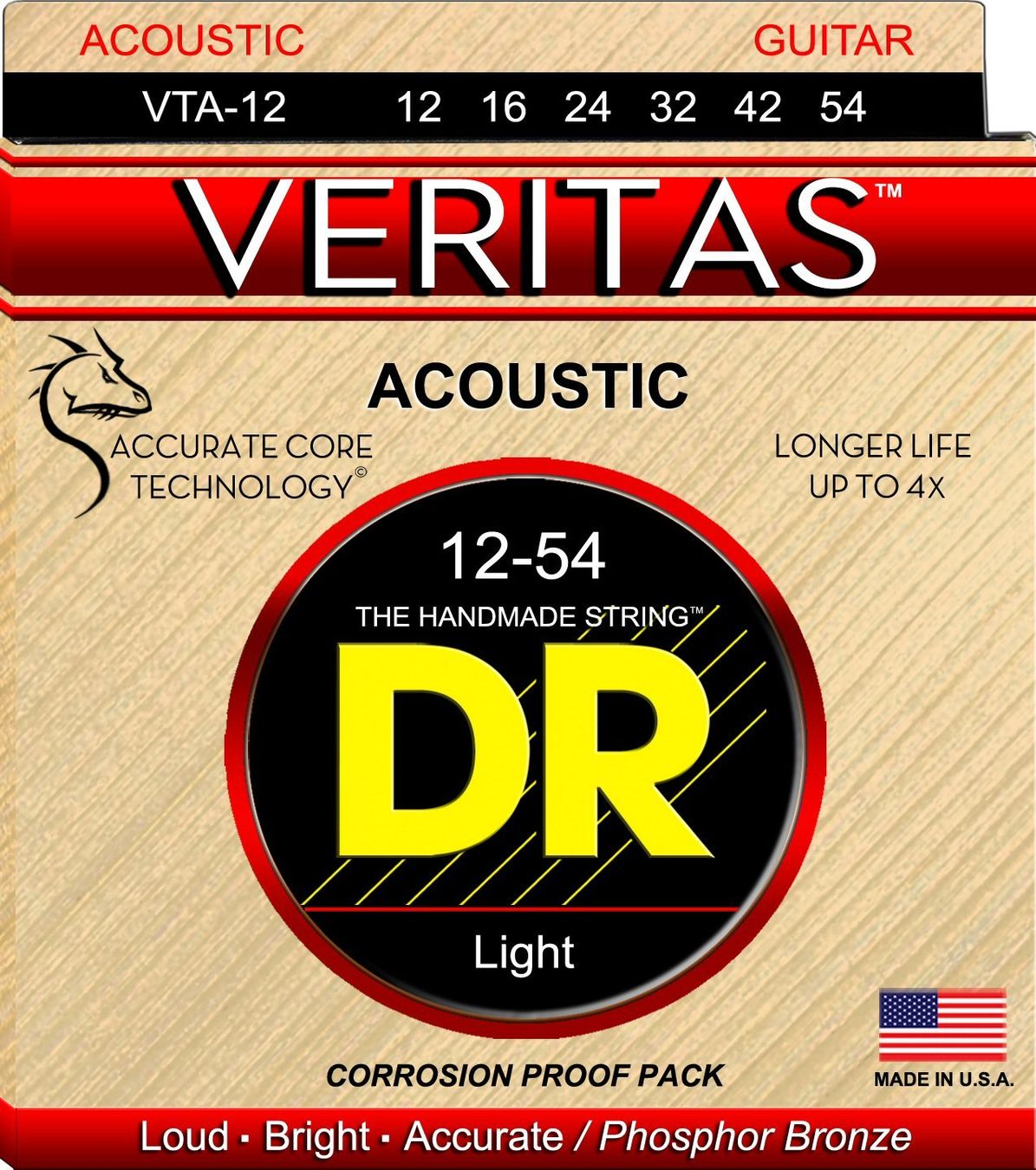 Strumenti musicali: DR Acoustic Guitar Strings VERITAS 12-54 – Nuovo e nell'imballaggio originale da Zofingen venduto da Rodeln