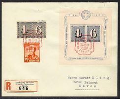 1943, W14+ Block Zürich+ auf R-FDC gest. 26.II.43 (15843)
