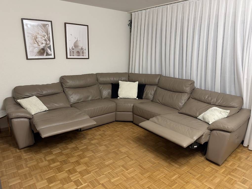 Divani: Grosses Leder-Ecksofa Taupe mit elektrischer Relaxfunktion – Usato da Zürich venduto da ceko8048 4