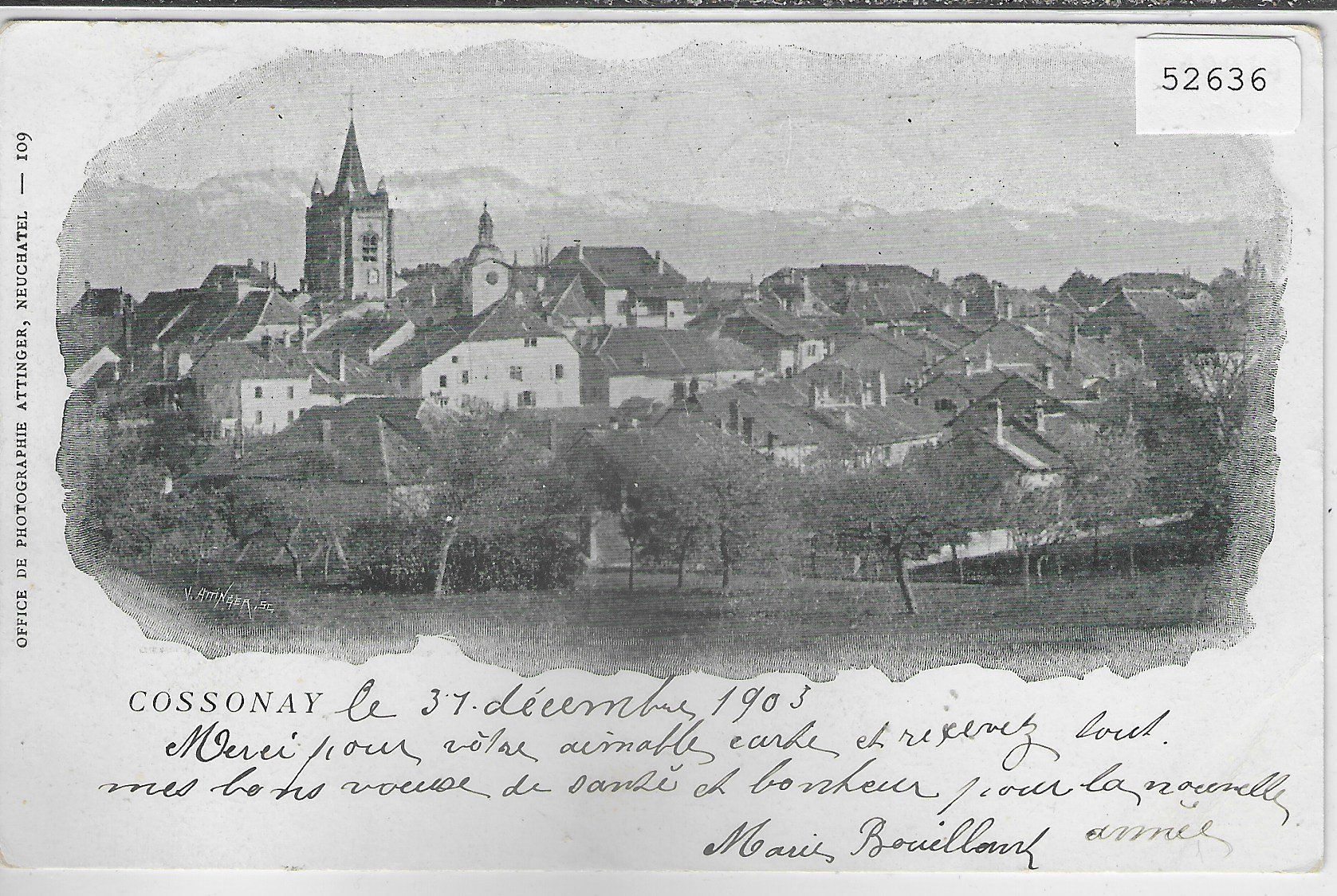 Cartoline postali: Cossonay - Vue generale – Usato da Ettingen venduto da Kartenplanet