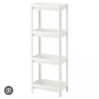 Ikea Vesken Weisses Kunststoffregal, 4 Böden, schmal