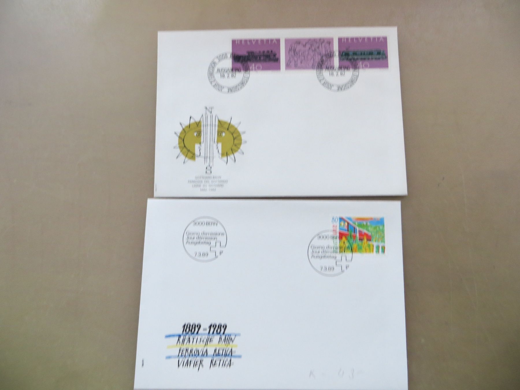 Tutti i francobolli: 2 Briefe FDC Eisenbahn 1982+89 – Nuovo (secondo la descrizione) da Basel venduto da 8013