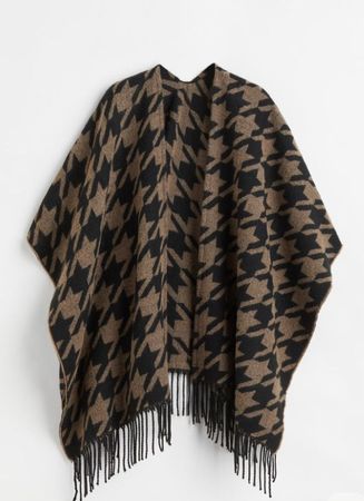 Eleganter Cape mit Hahnentrittmuster