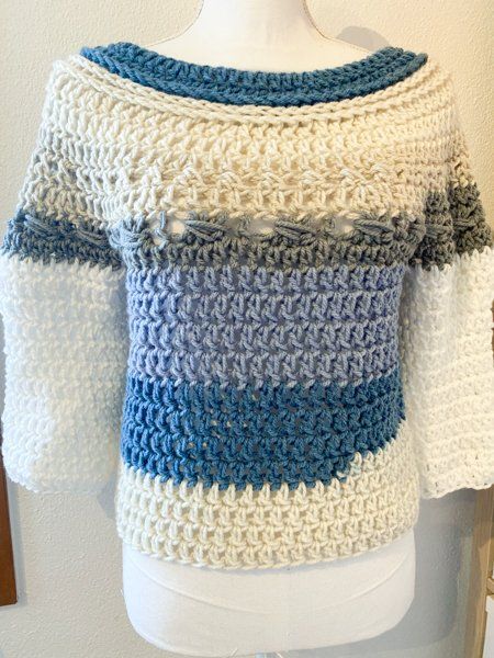 Pulls & Sweat-shirts: Gehäkelte Topdown Pullover Pulli weiss bunt – Neuf (Voir description) à Carabbia par katiamandelli 7