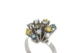 Ring mit farbigen Brillanten 18K WG NP 5900 Franken *S4536