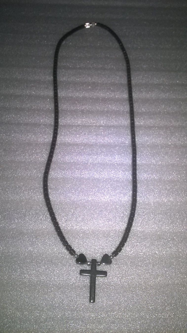 Catenine: HALSKETTEN,,HÄMETIT STEIN,,GRAU,,MIT EIN KREUZ – Nuovo (secondo la descrizione) da Basel venduto da bijoutrie_4