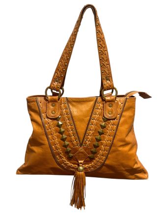 ARTLEATHER DESIGN TASCHE SHOPPER  NIETEN ECHT LEDER BRAUN