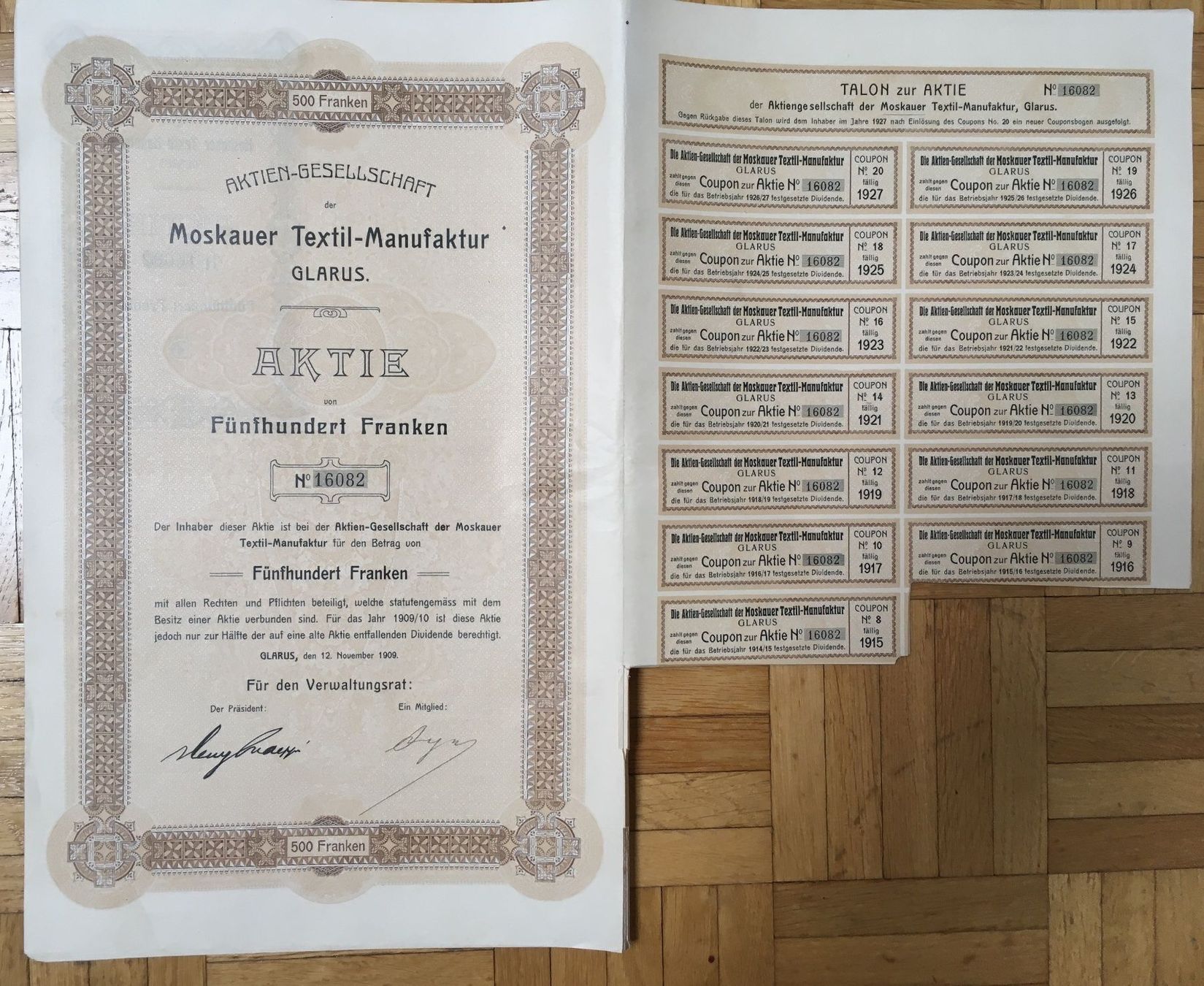 Documenti: AKTIE der  Moskauer Textil-Manufaktur‪ – Usato da Lumino venduto da Givo 1