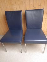 2 schöne Esszimmer Stühle, echt Leder, blau,