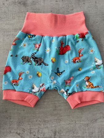 Kurze Pumphose Mitwachshose viele Tiere Gr. 74/80 NEU