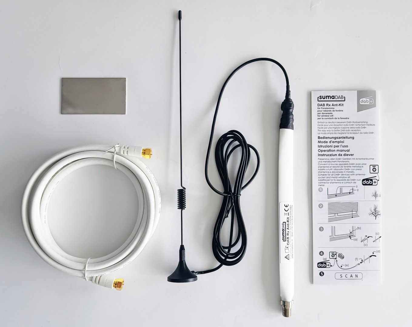Radiocomunicazione: DAB+ Empfangsantennen-Kit Fenstersimsantenne – Nuovo e nell'imballaggio originale da Unterägeri venduto da sumatronic