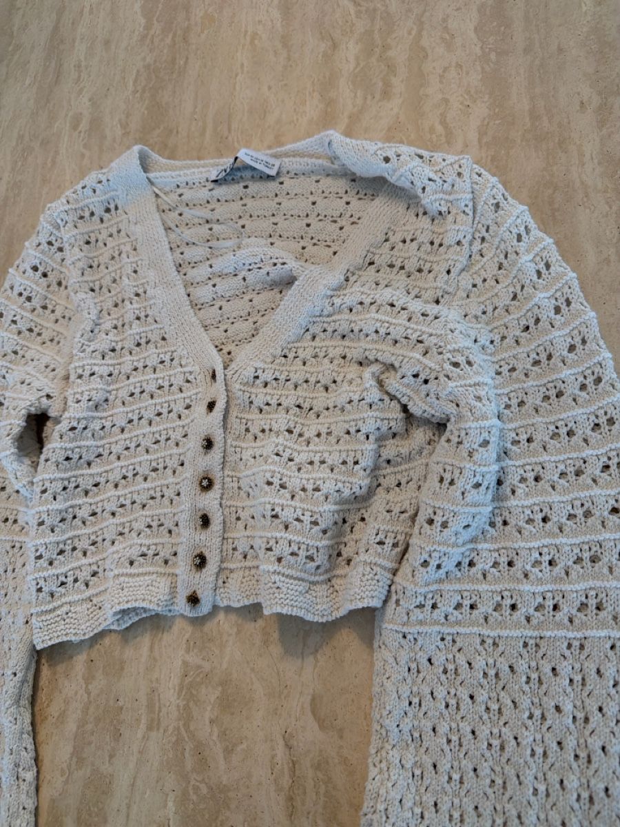 Boléros: Boho Häkel-Crop-Cardigan Beige Gr. M  – Neuf (Voir description) à Effretikon par MaisonNade 2