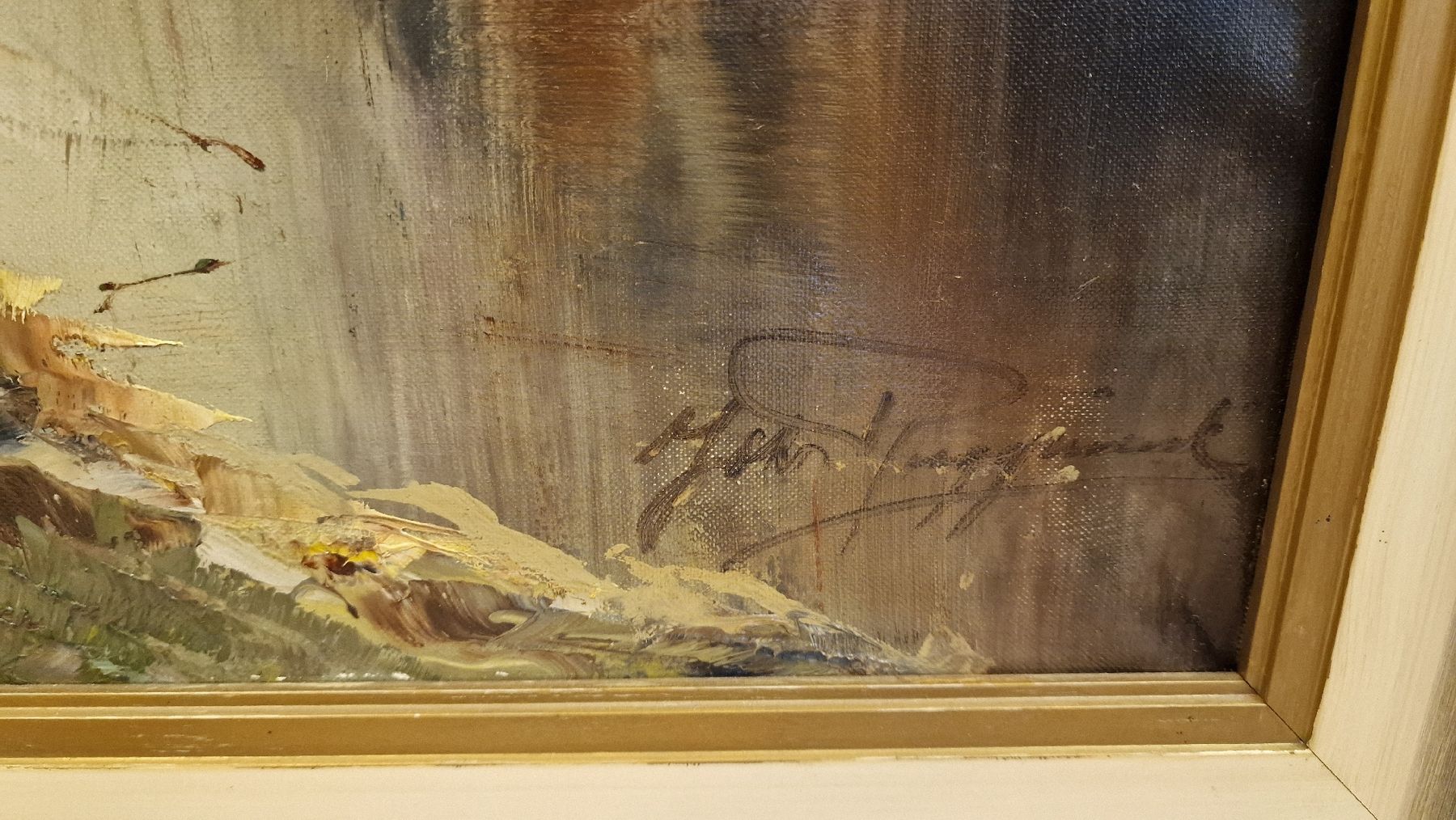 Dipinti: Ölgemälde Flusslandschaft, signiert, Herbst-Impression! – Usato da BERN venduto da Intarsia 2