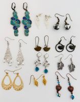 11 Paar neue Ohrringe, Gold/Silber/Bronze/Textil/Ohrstecker