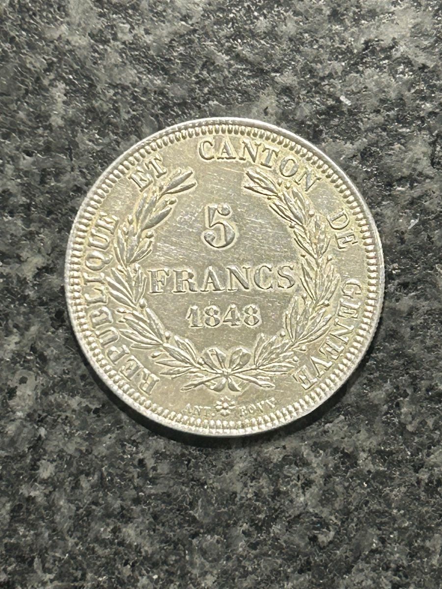 Tutti le monete: 5FR 1848 GENF silver/argent – Usato da Coppet venduto da VD-Antique