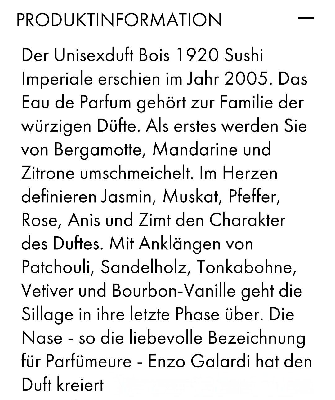 Profumi & Eau de Toilette: Bois 1920 Sushi Imperiale Eau de Parfum, 100ml – Usato da Küsnacht ZH venduto da 2011_ 8