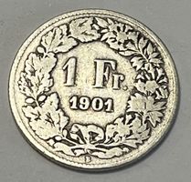 1 Franken - stehende Helvetia - 1901 B (Silber .835)