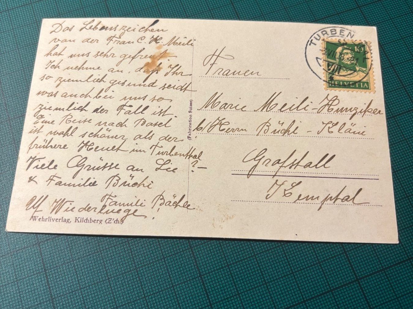 Cartoline postali: AK Turbenthal. Generalansicht. 1928. – Usato da Utzenstorf venduto da Rose0303 2
