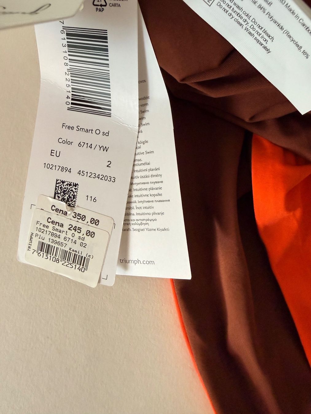 Triumph Badekleider & Bikinis: TRIUMPH, Badekleid FREE SMART, Grösse 2, Farbe Orange/Braun – Neu und originalverpackt aus Rudolfstetten von gst_g7xl 5