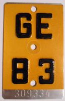 Velonummer Mofanummer Genf Genève GE 83, letzte kleine GE !