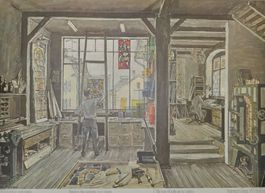 Schulwandbild Glasmalerwerkstätte