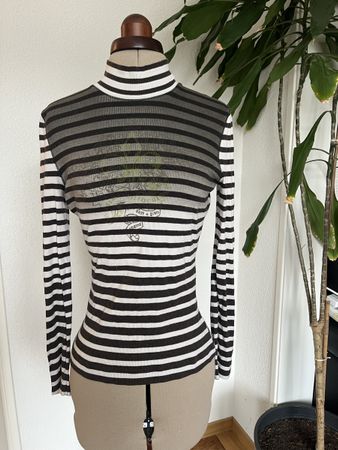 Striped Long Sleeve Turtleneck Top y2k