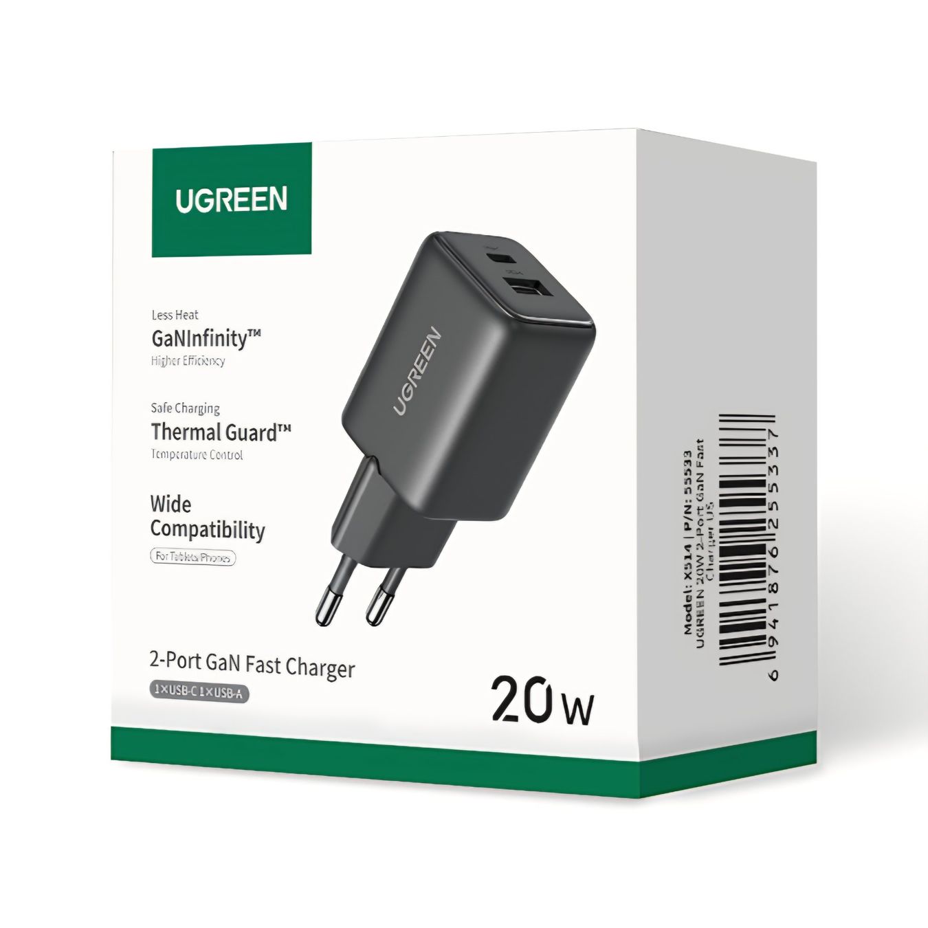 Ugreen Caricabatterie: USB-C & USB-A Netzteil / original UGREEN Ladegerät GAN 20W – Nuovo e nell'imballaggio originale da Uster venduto da -FPS-