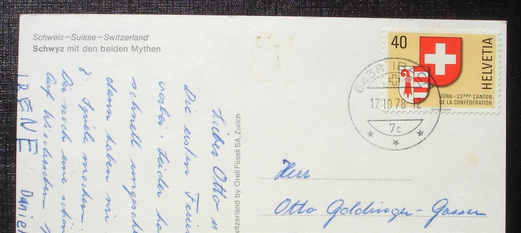 Cartoline postali: SCHWYZ mit den beiden Mythen - Auto – Usato da Jona venduto da philajona 1