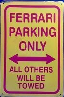 Rusty Blechschildkarte- FERRARI PARKING ONLY