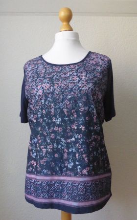 T-Shirt, Grösse 42, marine/rosa/hellblau