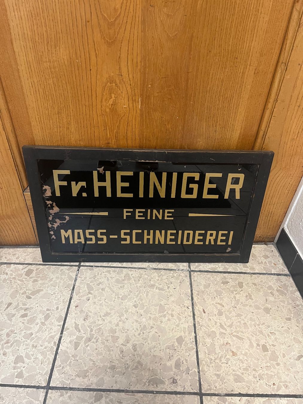 Schilder: Fr. Heiniger - Feine Mass-Schneiderei - Hinterglasbild – Gebraucht aus Erlinsbach von Stu-ff 3