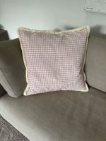 2 Kissenbezüge Hahnentrittmuster rosa beige gebraucht