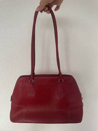 Handtasche Leder rot Marke DISSER guter Zustand