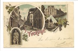 Souvenir d' Yverdon (VD) Caserne -Pestalozzi  Litho - 1897 !