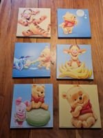 6x Winnie Pooh Bilder,Holzrahmen, Kinderzimmerbilder 25x25cm