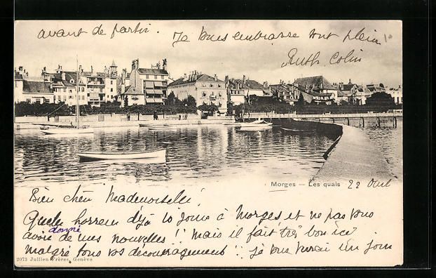 Cartoline postali: AK Morges, Les quais, 1910 – Usato da Berlin venduto da bartko-reher