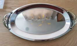 Vintage Serviertablett, Metalltablett, AR-CAS, INOX 18/10