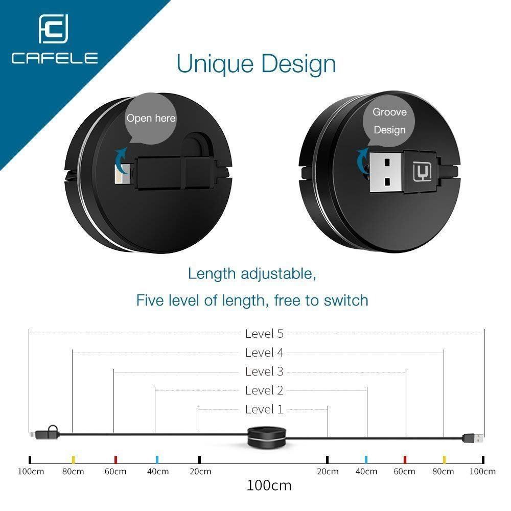 Câbles: Câble chargeur rétractable IOS&Micro USB – Neuf avec emballage d'origine à Morges par DigiAC 5