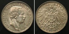 SACHSEN 2 Mark 1906 E FRIEDRICH AUGUST Silber ERHALTUNG f.st